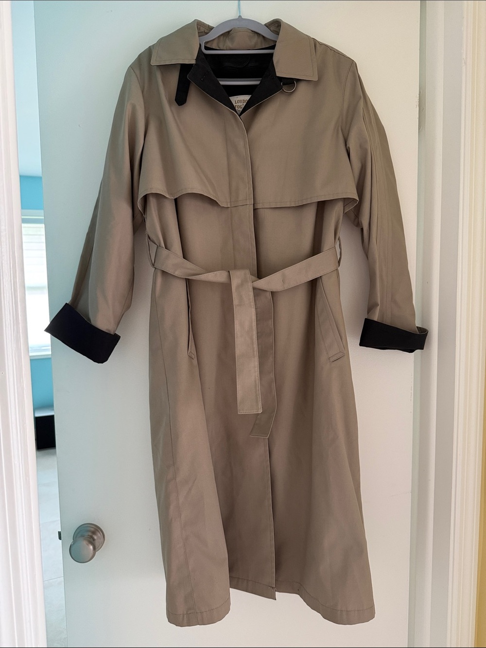 London Fog Taupe Trench Coat with Black Detachable Interior Size 12